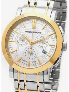 Authentic Burberry Two-Tone Gold and Silver Stainless Steel Chronograph Watch